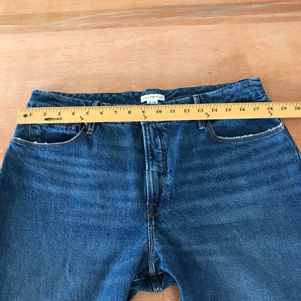 Good American Good Classics Jeans Women 14/32 Blue High Rise Raw Hem Stretch - Picture 8 of 12